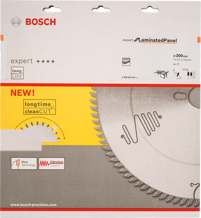 Lamă de ferăstrău circular Bosch Expert pentru panouri laminate, 300 mm.