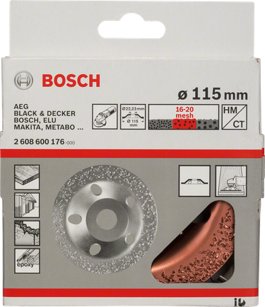 Cap de șlefuit din carbură de tungsten Bosch , 115 mm, calitate medie.