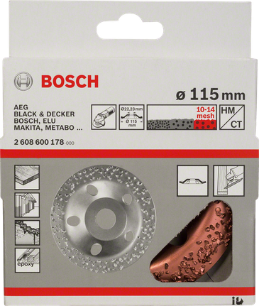 Cap de șlefuire grosier din carbură de tungsten Bosch, unghiular, 115 mm.