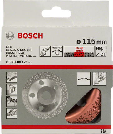 Cap de șlefuire unghiular din carbură de tungsten Bosch, 115 mm.
