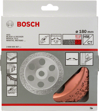 Cap de șlefuit din carbură de tungsten Bosch , 180 mm, cu diametru grosier.