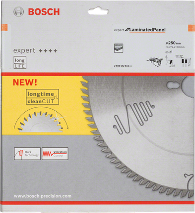 Lamă de ferăstrău circular Bosch Expert pentru panouri laminate, 250 mm.