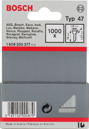 Cuie Bosch tip 47, 19 mm x 1,8 mm x 1,3 mm, pachet de 1000.
