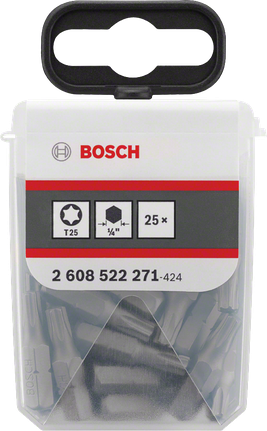 Biți de șurubelniță Bosch TicTac Box T25 Extra Hard, 25 mm.