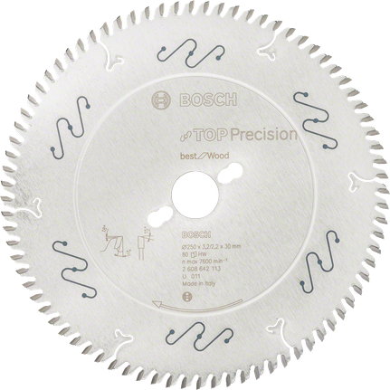 Lamă de ferăstrău circular Bosch Top Precision Best for Wood, 250 mm.