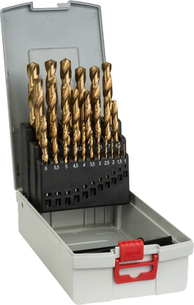Set de burghie pentru metal Bosch ProBox HSS-TiN, cu 25 de piese.
