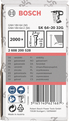 Cuie galvanizate Bosch 3,2×32mm 2000×.