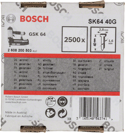 Cuie de finisaj Bosch SK64 40G 2.500× 2,8×1,6 mm.