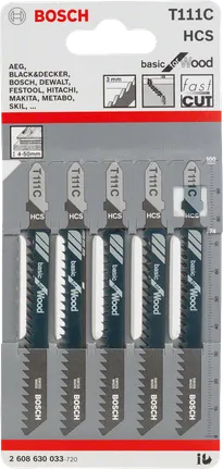Lame de ferăstrău pendular Bosch T 111 C 3 mm pentru lemn.