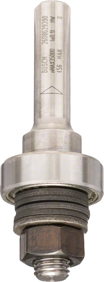 Coadă Bosch pentru freză de canelat cu tijă de 8 mm și rulment pilot cu bile.