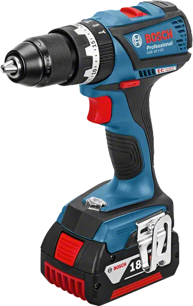 Mașină de găurit fără fir Bosch GSB 18 V-EC cu baterie de 5,0 Ah.