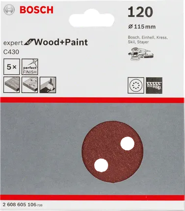 Pachet de foi abrazive Bosch C430 115 mm, granulație 120.