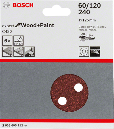 Foi abrazive Bosch C430, pachet de 6, pentru lemn și vopsea.