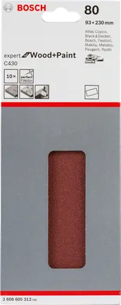 Foi abrazive Bosch C430 93×230 mm, granulație 80, pachet de 10.
