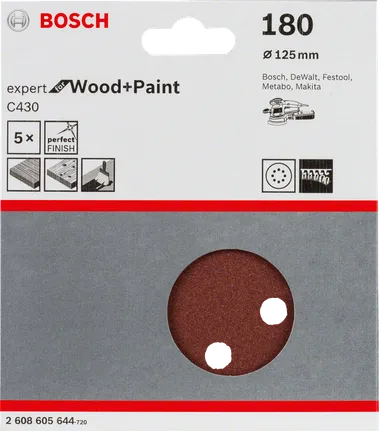 Foi abrazive Bosch C430, pachet de 5 bucăți, diametru 125 mm, granulație 180.