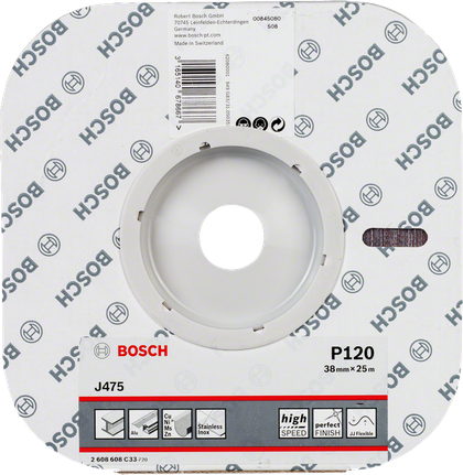 Rolă abrazivă Bosch J475, granulație 120, 38 mm x 25 m.