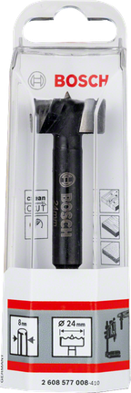 Burghiu Bosch Forstner de 24 mm pentru găurire curată în lemn.