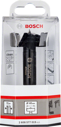 Burghiu Bosch Forstner de 40 mm pentru tăiere curată a lemnului.