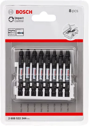 Set de 8 biți de șurubelniță Bosch Impact Control.
