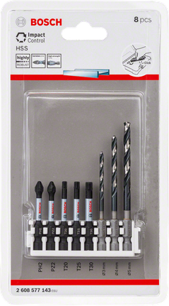 Set burghiu cu impact Bosch HSS și biți electrici 3/4/5 mm 50 mm.