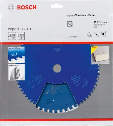 Lamă de ferăstrău Bosch Expert SandwichPanel de 230 mm pentru tăieturi curate.
