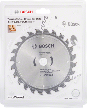 Lamă de ferăstrău circular Bosch Eco pentru lemn 160 mm 24 dinți.