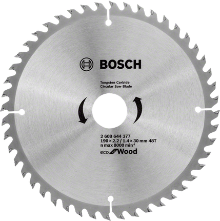 Lamă de ferăstrău circular Bosch Eco pentru lemn 190 mm.