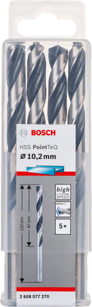 Burghiu spiralat Bosch HSS PointTeQ 10,2 mm, pachet.