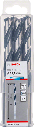 Set de burghie spiralate Bosch HSS PointTeQ 12,1 mm.