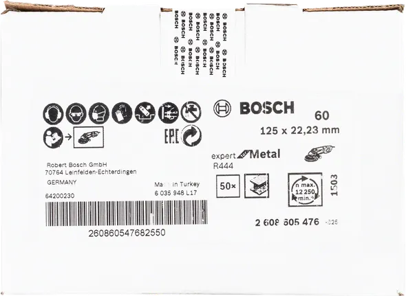 Discuri de șlefuit metalice Bosch Expert R444, 125 mm, granulație 60.
