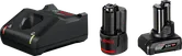 Set de pornire Bosch de 12V cu încărcător și două baterii.