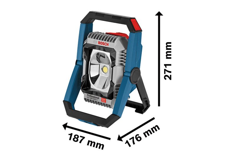 Lanternă de șantier fără fir Bosch GLI 18V-2200 C, 2200 lumeni.