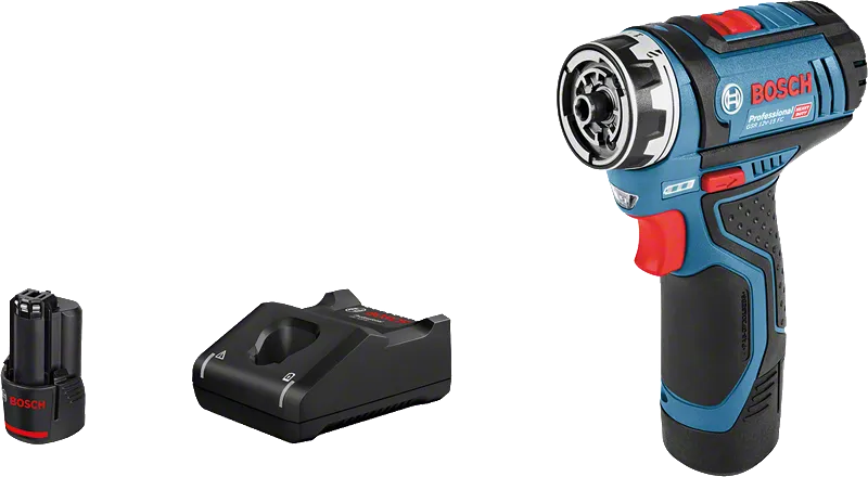 Mașină de găurit fără fir Bosch GSR 12V-15 FC cu baterie și încărcător.