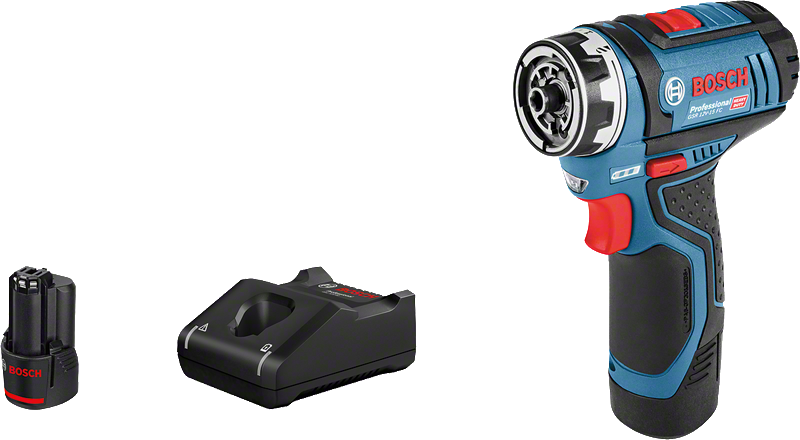 Mașină de găurit fără fir Bosch GSR 12V-15 FC cu baterie și încărcător.