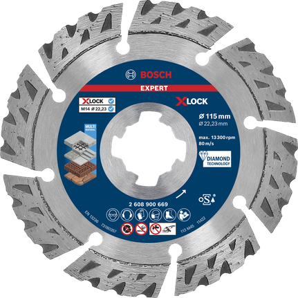 Disc de tăiere diamantat Bosch EXPERT MultiMaterial X-LOCK 115 mm.