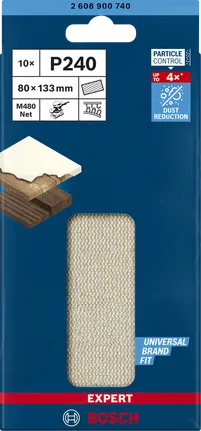 Plasă de șlefuit Bosch EXPERT M480 P240 80×133 mm, pachet de 10.