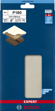 Plasă de șlefuit Bosch EXPERT M480 115×230 mm P180, pachet de 10.