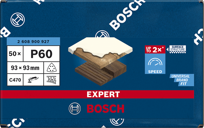 Șmirghel Bosch Expert C470 93×93mm P60, pachet de 50.