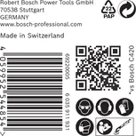 Etichetă cu pictograme de siguranță pentru șmirghel Bosch EXPERT C470.
