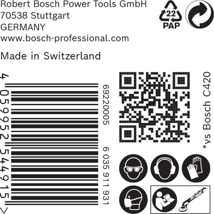 Etichetă cu hârtie abrazivă Bosch EXPERT C470 pentru șlefuitoare de gips-carton.