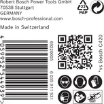 Etichetă de siguranță și cu cod de bare pentru șmirghel Bosch C420.