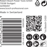 Etichetă de siguranță și etichetă de produs pentru șmirghelul Bosch EXPERT C470.