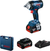 Cheie de impact Bosch GDS 18V-400 cu baterie și încărcător.