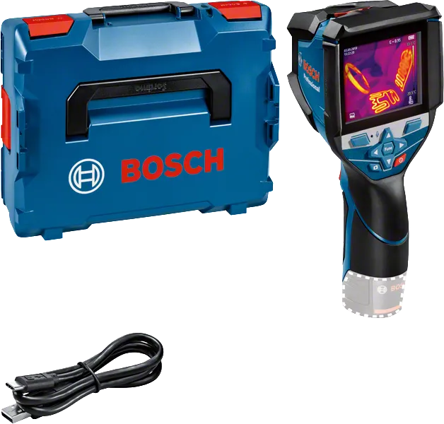 Cameră termică Bosch GTC 600 C cu husă și cablu.
