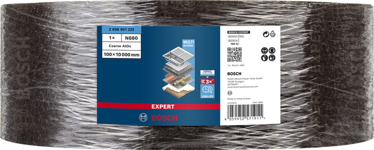 Rolă de pânză grosieră Bosch N880 100×10000 mm.