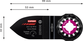 Placă de șlefuit multifuncțională Bosch EXPERT AVZ 32 RT4, carbură pentru șlefuire grosieră.