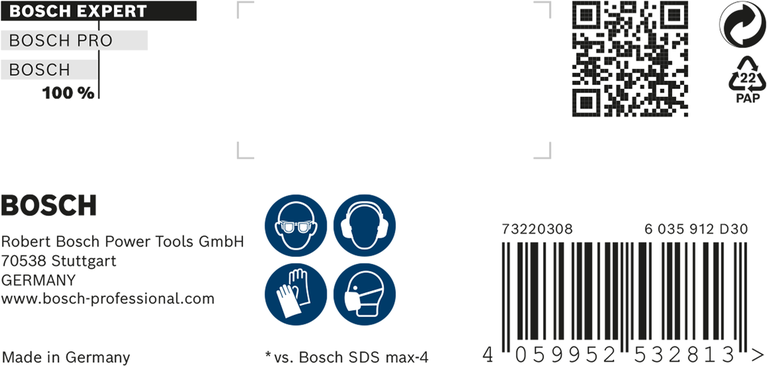 Burghiu cu ciocan rotopercutor Bosch EXPERT SDS max-8X 14 x 200 x 340 mm.