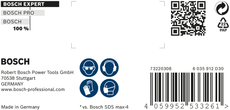Etichetă pentru burghiu cu ciocan Bosch EXPERT SDS max-8X.