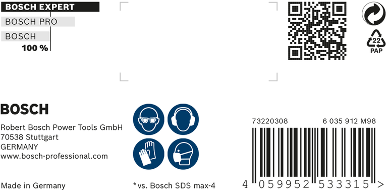 Etichetă pentru burghiu cu ciocan Bosch EXPERT SDS max-8X.
