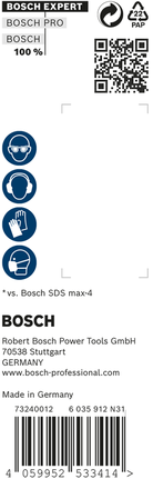 Etichetă de siguranță pentru burghiul cu percuție Bosch EXPERT SDS max-8X.